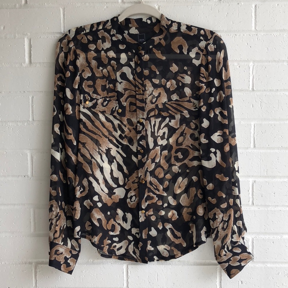 Dolce Vita Leopard Print Silk Blouse